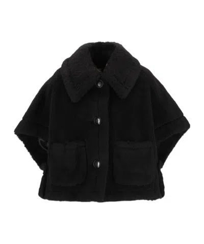 Max Mara Collared Cape In Black