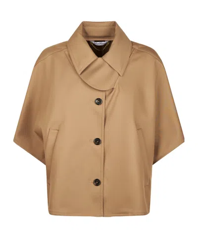 Max Mara Collared Cape In Brown