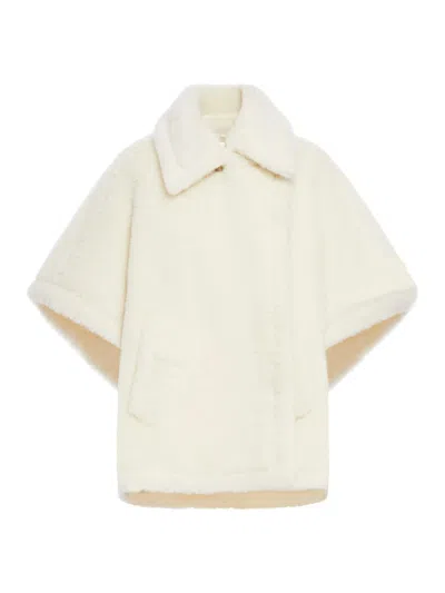 Max Mara Tebe1 Alpaca & Wool Teddy Cape In White