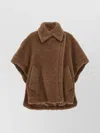 Max Mara Collared Cape With Front Pockets And Short Sleeves In Brown