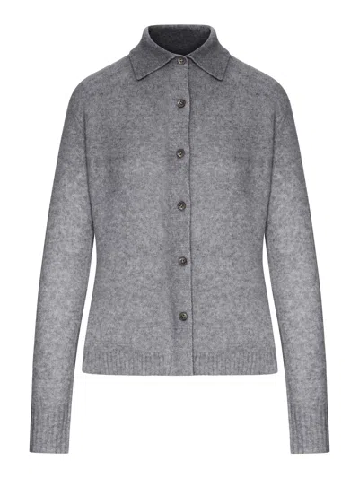 Max Mara Collared Cardigan In Gray