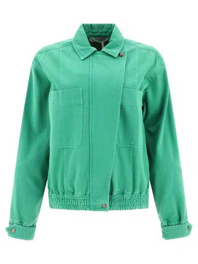 Max Mara Collared Cropped Jacket In Green