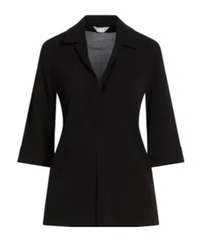 MAX MARA COLLARED HALF-PLACKET THREE-QUARTER SLEEVE TOP