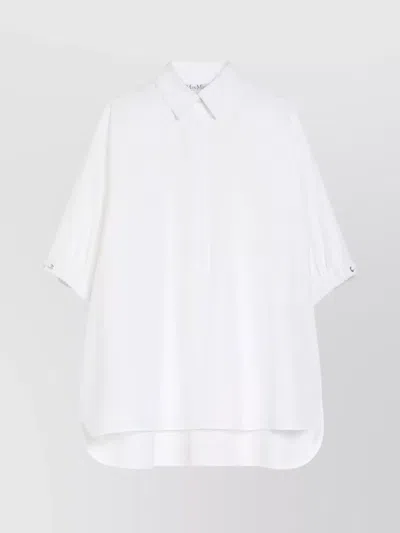 Max Mara Women's Loose Fitting 34 Sleeves Cotton Shirt In White