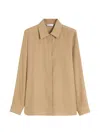 Max Mara Collared Linen Shirt In Neutral