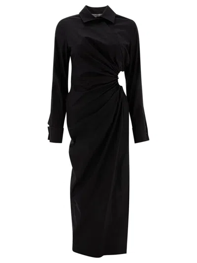 Max Mara Collared Long Sleeve Shirt Dress In Black