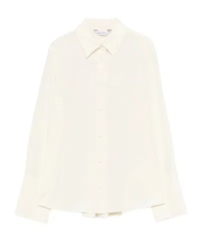 Max Mara Collared Long-sleeved Shirt In White