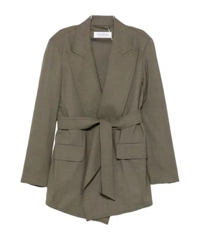 Max Mara Collared Long-sleeved Casual Jacket In Brown