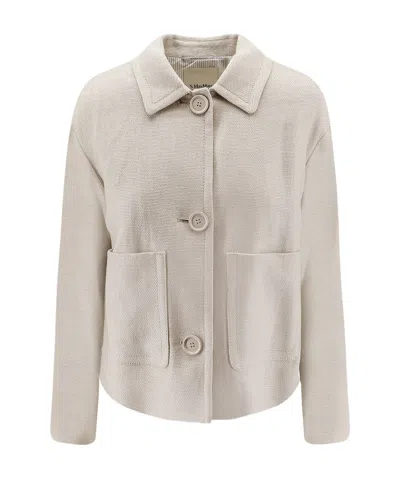 Max Mara Collared Long-sleeved Casual Jacket In Neutral