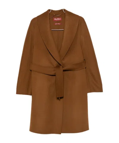 Max Mara Collared Long-sleeved Coat In Brown