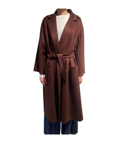 Max Mara Collared Long-sleeved Coat In Brown