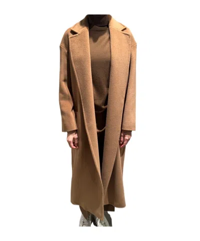 Max Mara Collared Long-sleeved Coat In Brown