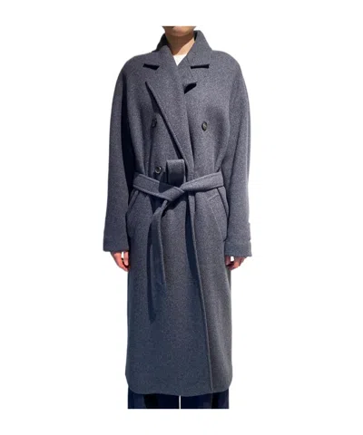 Max Mara Collared Long-sleeved Coat In Blue