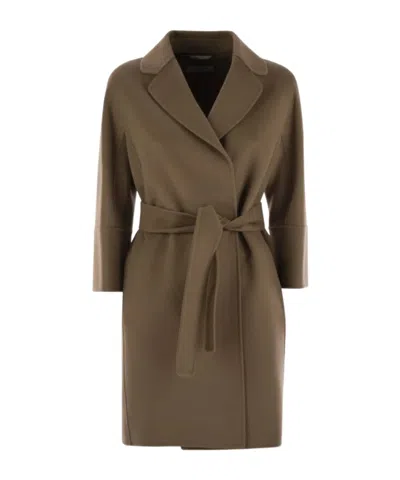 Max Mara Collared Long-sleeved Coat In Green