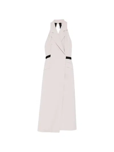 Max Mara Collared Pocket Midi Dress In Silver