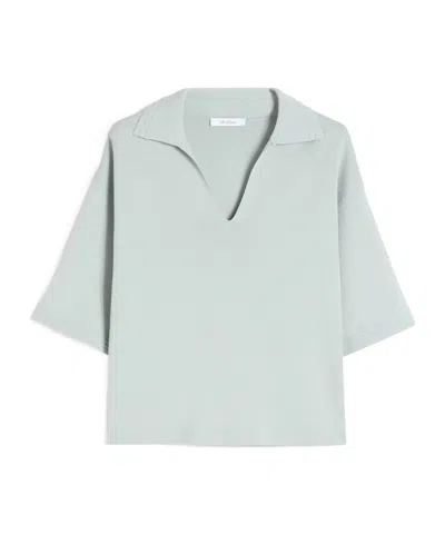 Max Mara Collared Pullover In Blue