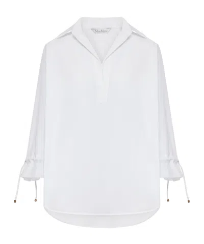 Max Mara Tie Sleeve Shirt In White