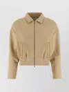 Max Mara Collared Sweatshirt With Front Pockets And Long Sleeves In Brown