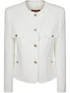 Max Mara Collarless Jacket In White