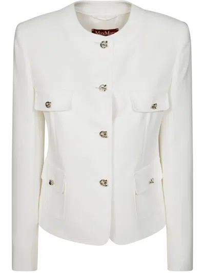 Max Mara Collarless Jacket In White