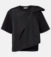 Max Mara Colle Bow-detail Cotton Jersey T-shirt In Black