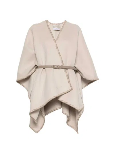 Max Mara Colomba Belted Poncho In Brown