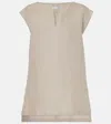 Max Mara Split Neckline Sleeveless Blouse In Beige