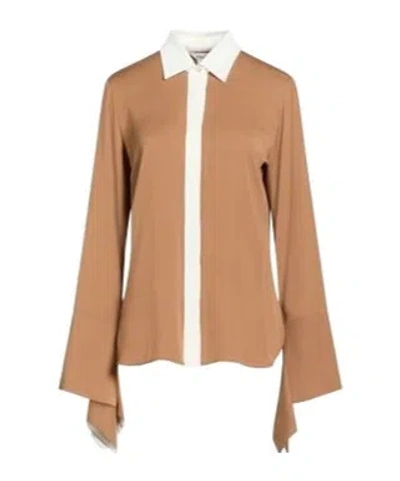 Max Mara Color-block Collared Shirt In Brown
