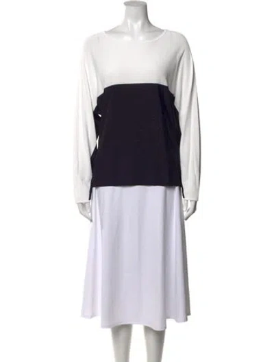 Pre-owned Max Mara Colorblock Pattern Crew Neck Top W/ Tags In Black