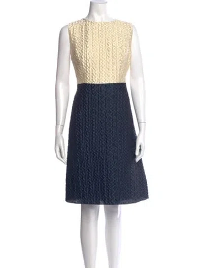 Pre-owned Max Mara Colorblock Pattern Knee-length Dress In Blue