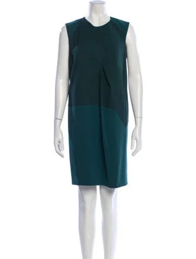 Pre-owned Max Mara Colorblock Pattern Knee-length Dress In Green