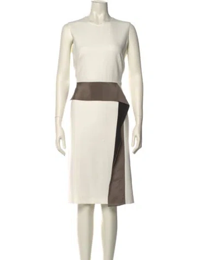 Pre-owned Max Mara Colorblock Pattern Midi Length Dress In Neutral