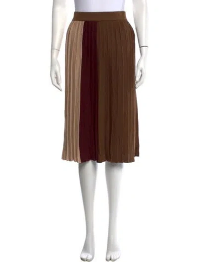 Pre-owned Max Mara Colorblock Pattern Midi Length Skirt In Brown