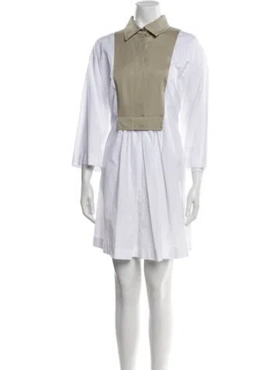 Pre-owned Max Mara Colorblock Pattern Mini Dress W/ Tags In White