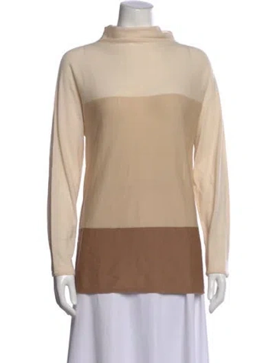 Pre-owned Max Mara Colorblock Pattern Mock Neck Top In Neutral