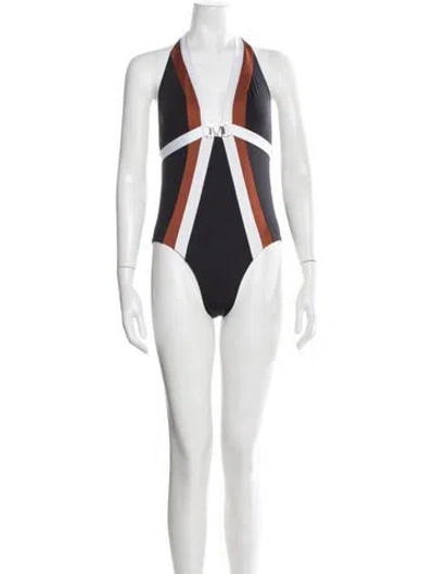 Pre-owned Max Mara Colorblock Pattern One-piece W/ Tags In White