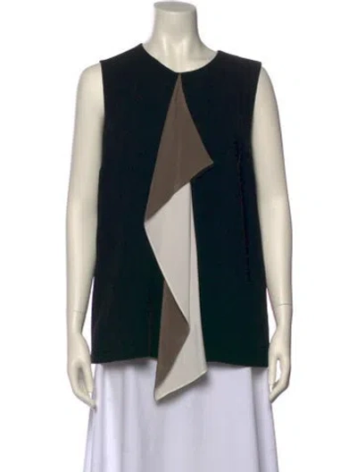 Pre-owned Max Mara Colorblock Pattern Scoop Neck Top W/ Tags In Black