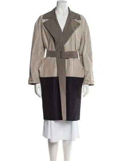 Pre-owned Max Mara Colorblock Pattern Trench Coat In Gray
