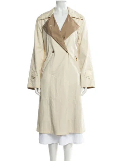 Pre-owned Max Mara Colorblock Pattern Trench Coat In Neutral