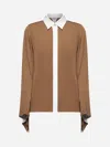 Max Mara Camel Silk Colour-block Shirt