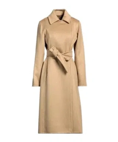 Max Mara Colored Long Wool Coat In Nude