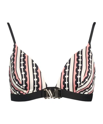 Max Mara Colorful Elastic Bikini Top In Black
