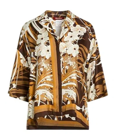 Max Mara Colorful Printed Shirt In Brown