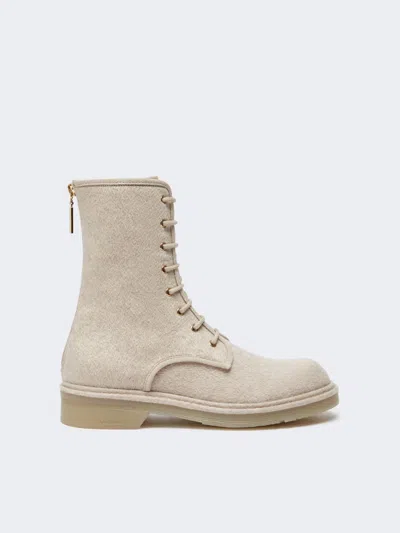 Max Mara Combat Boots In Pure Cashmere In Neutral