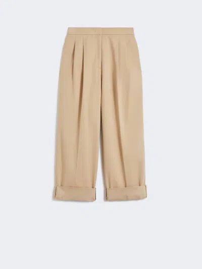 Max Mara Comfort Gabardine Trousers In Brown