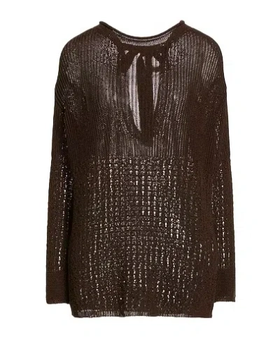 Max Mara Comfort Knit Long Sleeve Top In Brown