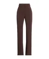 Max Mara Comfortable Solid-color Stretch Flared Pants In Brown