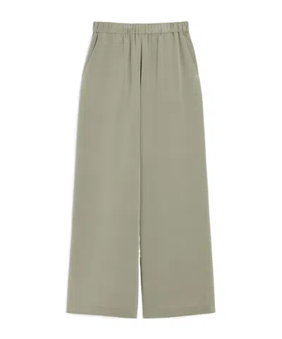 Max Mara Comfortable Trousers In Stretch Crêpe De Chine In Green