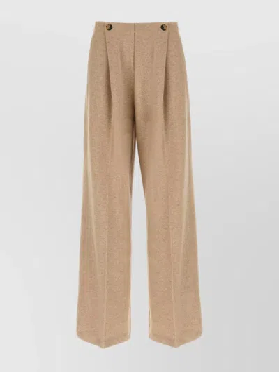 Max Mara Comfortable Trousers With Button And Pockets In Neutral