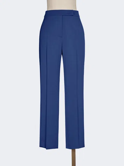 Max Mara Comfortable Wool Trousers In Blue